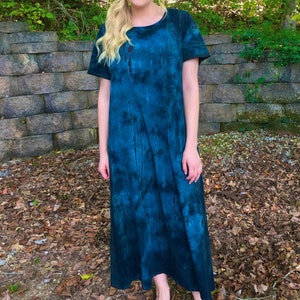 Plus Size Dress, Tea Length Dress, Tie Dye Dress, Plus Size Cotton ...