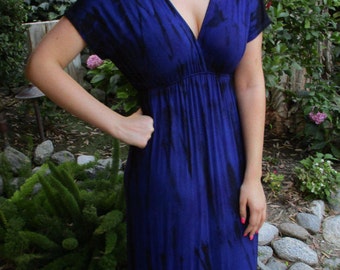Maxi Dress, Tie Dye Dress, Dresses, Maxi, Long Dress, Tie Dye Clothing, Kimono Dress, Royal Blue with Purple & Black, S only