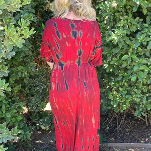 Maxi Dress, Tie Dye Maxi, Kimono Maxi Dress, Tie Dye Dress, Summer Maxi Dresses, Hippie Dresses, Dyed in Reds Black image 4