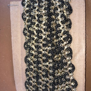 Antike gewebte 1/2 " Zierleiste, geflochtene Borte, Schwarz Gold gewebte Borte, antike Kleidung Borte, Metallic Gold schwarze gewebte Borte 50 Meter
