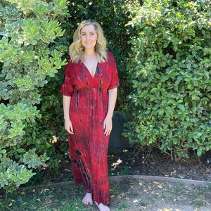 Plus Size Maxi Dress, Plus Tie Dye Maxi, Kimono Maxi Dress, Tie Dye Dress, Summer Maxi Dresses, Plus Size Hippie Dresses, Dyed in Reds Black