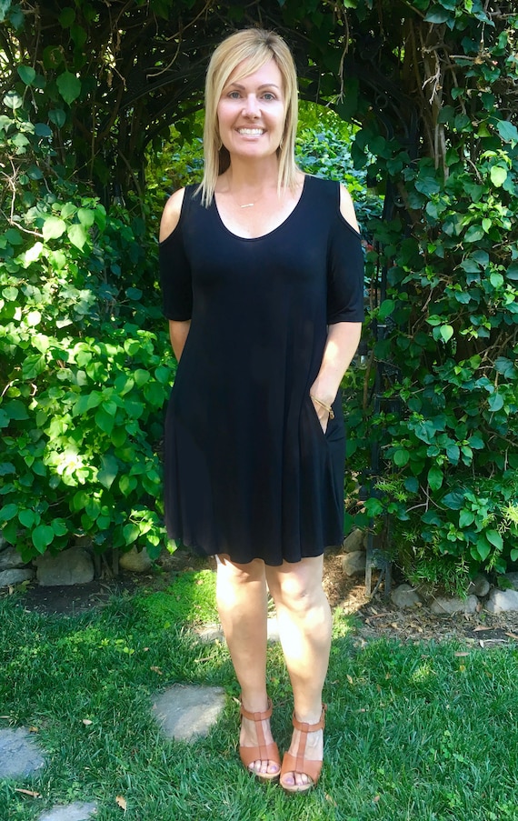 Plus Size Pocket Dress, Black Summer Dress, Loose Fit Tunic, Open Shoulder  Dress, Boho Tunic, Side Slit Pockets, 2X 3XL - Etsy Canada