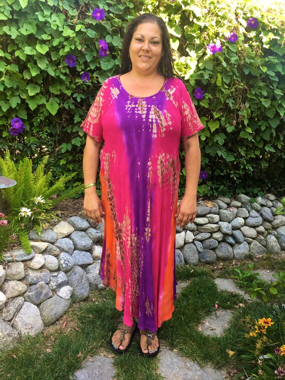 Plus Boho Dress Tie Dye Dress Plus Size Caftan Dress Cotton Etsy