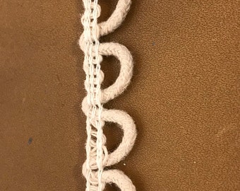 Lot de 4 yards, 1/2", bordure en dentelle au crochet écru, 1 bordure en dentelle à bord droit, 1 bordure festonnée, bordure à coudre en coton blanc cassé