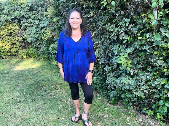 Plus Size Tunics Plus Tie Dye Tunic Tops Plus Size Boho Tunic Tie Dye Clothing Midnight Blue Tunic S M L XL 2X 3X Loose Sleeve V Neck Etsy UK