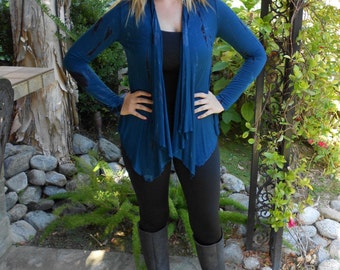 Plus size Cardigan, Cardigans. Tie Dye Cardigan, Plus Size SALE, Tie Dye, Plus Size Woman, Teal with Black, XS S M L XL  2X 3X