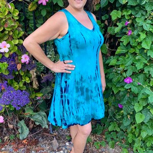 Women's Tank dresses, V Neck Tank Dress, Tie Dye, Dress, Tie Dye Summer Dress, Tie Dye Dress, Dresses, Turquoise Green Black, S XL 2X 3X image 3