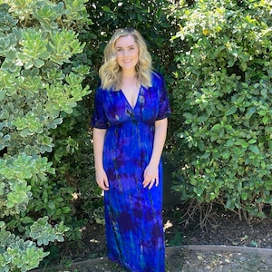 Maxi Dress, Tie Dye Maxi, Kimono Maxi Dress, Tie Dye Dress, Summer Maxi Dresses, Tie Dye Hippie Dresses, Summer Maxi Dyed in Midnight Blues