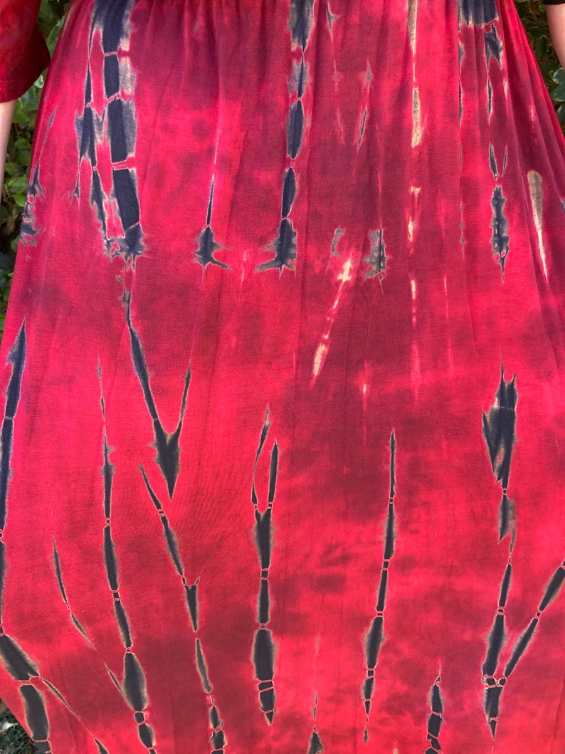 Maxi Dress, Tie Dye Maxi, Kimono Maxi Dress, Tie Dye Dress, Summer Maxi Dresses, Hippie Dresses, Dyed in Reds Black image 6