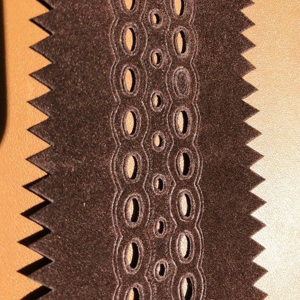 5.5 yard lot, 2 1/4" Lace Trim, Brown Faux Suede Trim, Brown Suede Trim, Saw Tooth Edges, Sewing Materials, Craft, Cut Faux Brown Suede Look