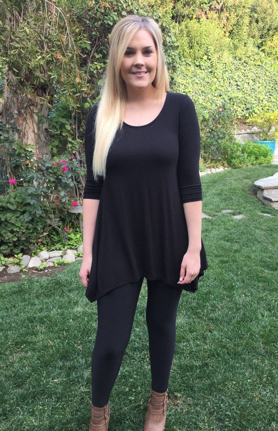 Plus Size Woman Tunic Top Tunics Plus Size Tops Plus Sizes Womens Basic Solid Black 2X 3X Round Neck Etsy UK