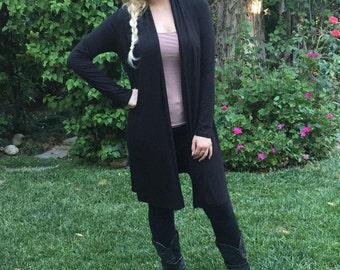 Plus Size Black Cardigan, Long Cardigan, Plus Size, Cardigan, Solid Black Cardigan, Maxi Cardigan,  Plus size only