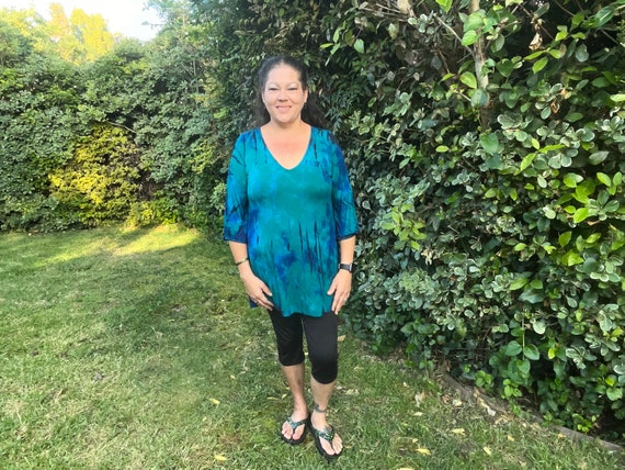 Plus Size Tunics Plus Tie Dye Tunic Tops Plus Size Boho Tunic Tie Dye Clothing Peacock Tunic S M L XL 2X 3X Loose Sleeve V Neck Etsy UK