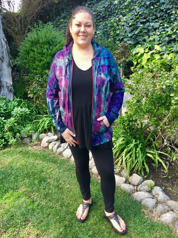 plus size tie dye zip up hoodie