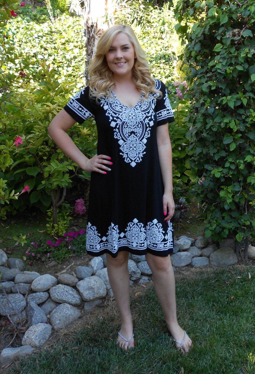 Plus size black boho dress sale