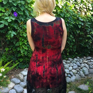 Tie Dye Red Tank Dress Tank Top Black Lace Trim Tunic Top - Etsy