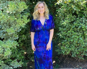 Plus Size Maxi Dress, Plus Tie Dye Maxi, Kimono Maxi Dress, Tie Dye Dress, Summer Maxi Dresses, Plus Size Hippie Dresses, Midnight Blues