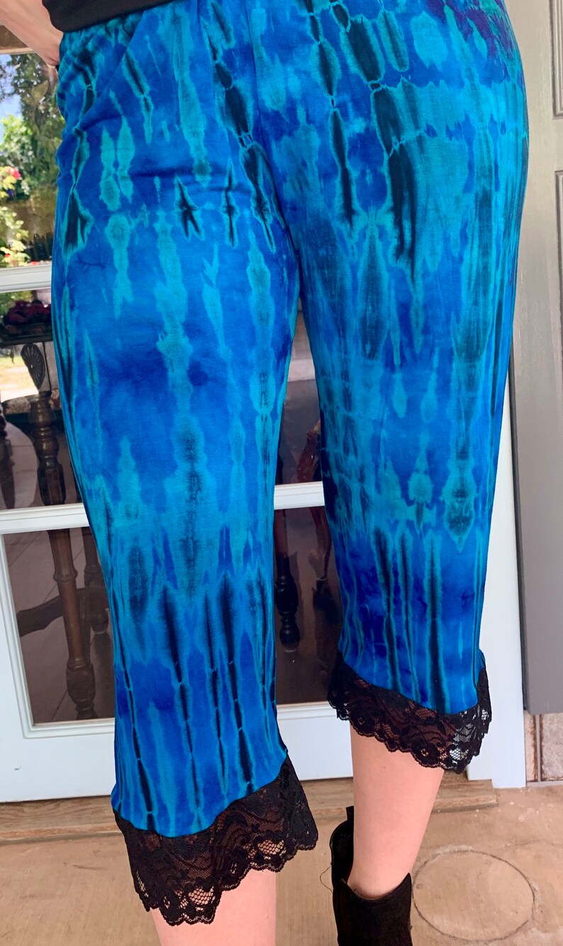 Tie Dye Capri Pants Boho Pants Womens Capri Legging Black Etsy