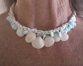 Seashell Necklace, Shell Necklace, Opal Necklace, Peruvian Opal Necklace, Green Opal Necklace, Shell Choker, Seashell Choker