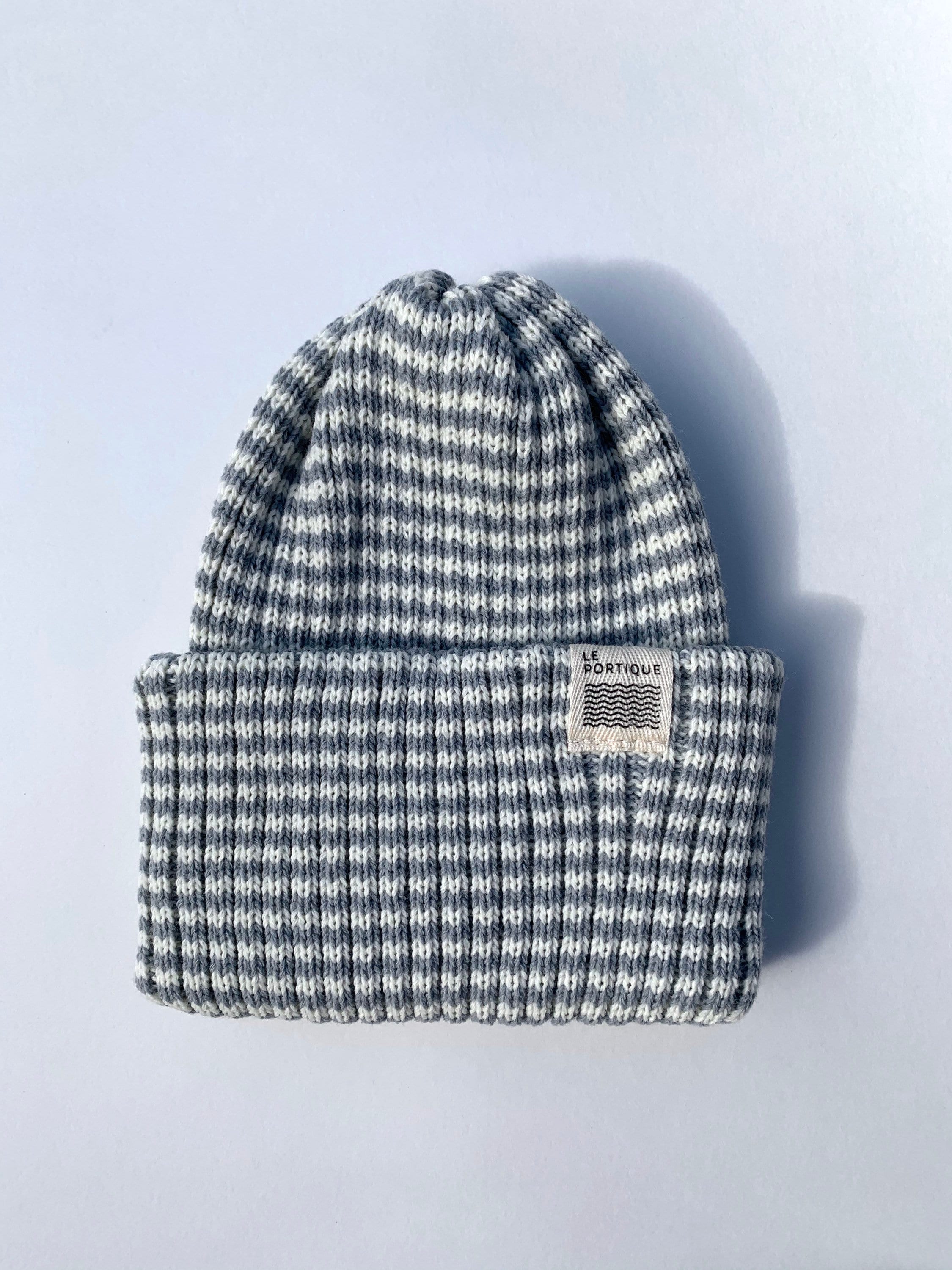 Adult maritime tuque - cream and gray line