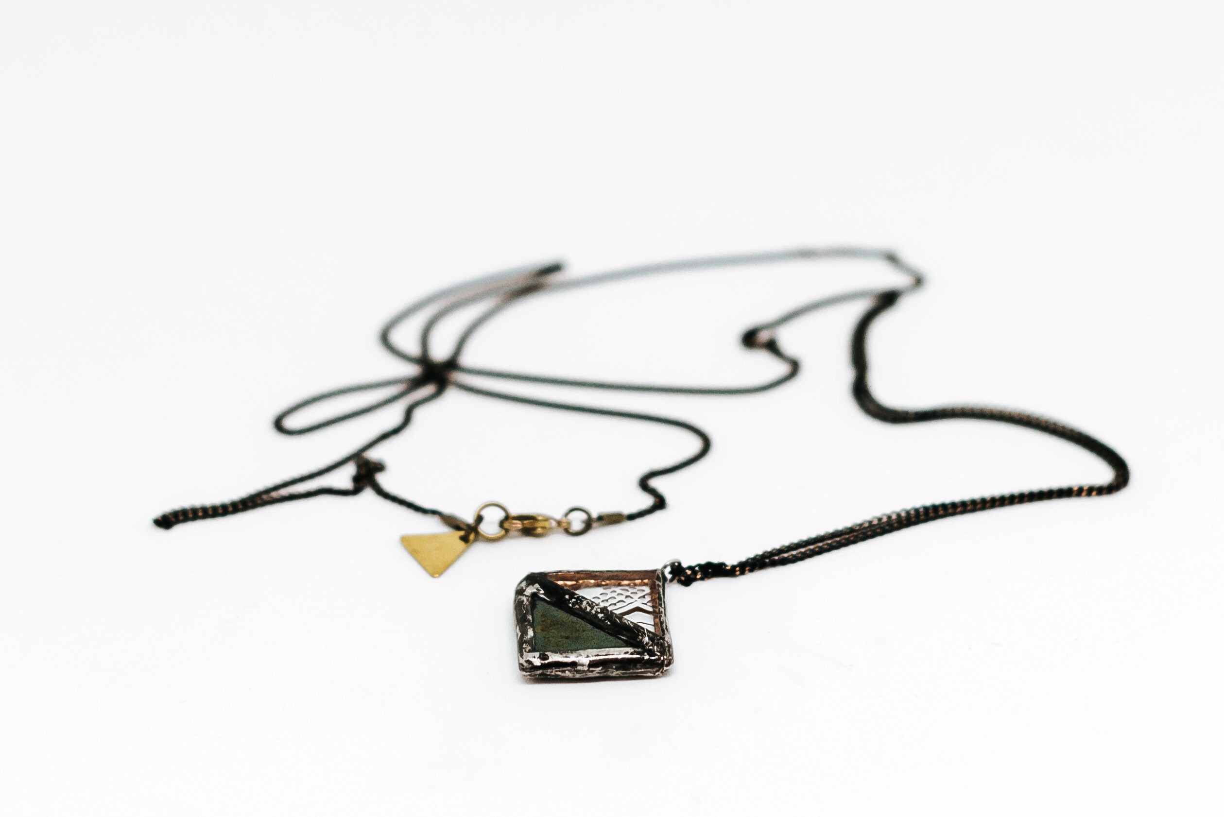 Black Losange Stained Glass Pendant