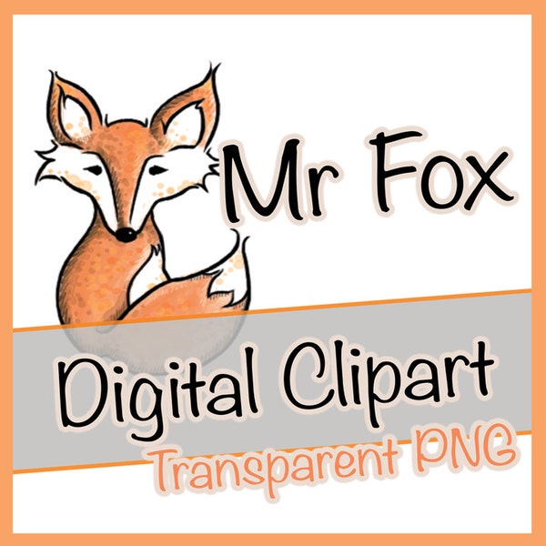 Fox Clipart Digital Clip Art Drawing Woodland Animal Animals Cute Little Red Bushy Tail Transparent PNG Furry Creature Woods Scrapbook Stamp