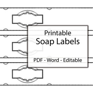 Soap Labels. Printable Editable Label Blank Band Grayscale Vintage Style Design. Handmade Soap Candle Container Cosmetic