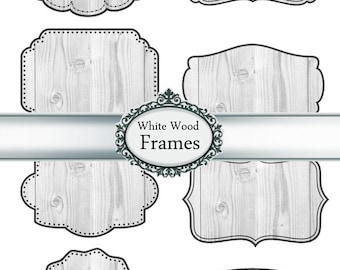 Digital Frames Labels Tags Clipart Paper Texture Wood Rustic Frame Label Border Bottle Container Printable Instant Download PNG White