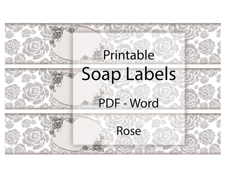 Soap Labels Printable Rose Editable Label Blank Band Grayscale | Etsy
