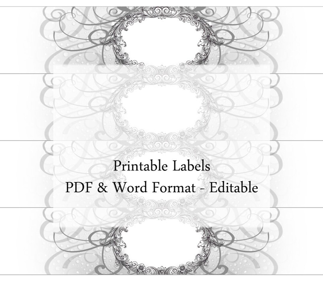 Soap Labels Editable Printable Custom Label Cigar Band Grayscale Floral ...