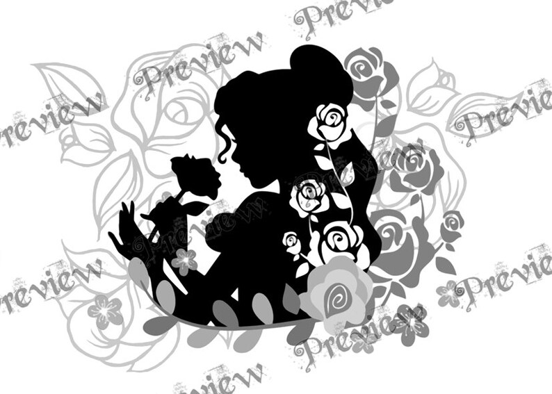 Digital Stamp Belle Beauty And The Beast Flower Disney Etsy