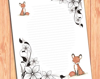 Note Pad Paper Notes Filofax A5 Printable Sheet Insert Woodland Animals Fox Page To Dos List Daily Weekly Planner Organiser Instant Download