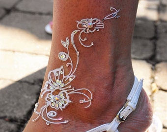Foot Jewelry Butterfly Body Jewelry, Shoulder JewAnklet, Wedding Jewelry, Bridal Skin Jewelry, Bride Tribe Crystal Tattoos(SHDJ-35)