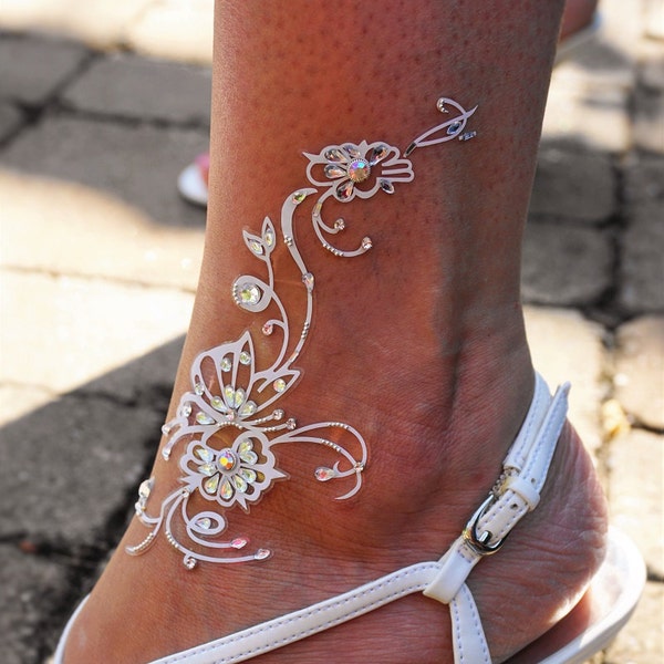 Foot Jewelry Butterfly Body Jewelry, Shoulder JewAnklet, Wedding Jewelry, Bridal Skin Jewelry, Bride Tribe Crystal Tattoos(SHDJ-35)