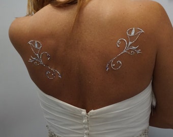 Wedding Dress Jewelry, Flower Tattoo, Lily Tattoo, Body Jewelry, CLVJ-10