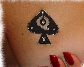 Queen of Spades, Temporary Tattoo, Body Jewelry, ANJ-15