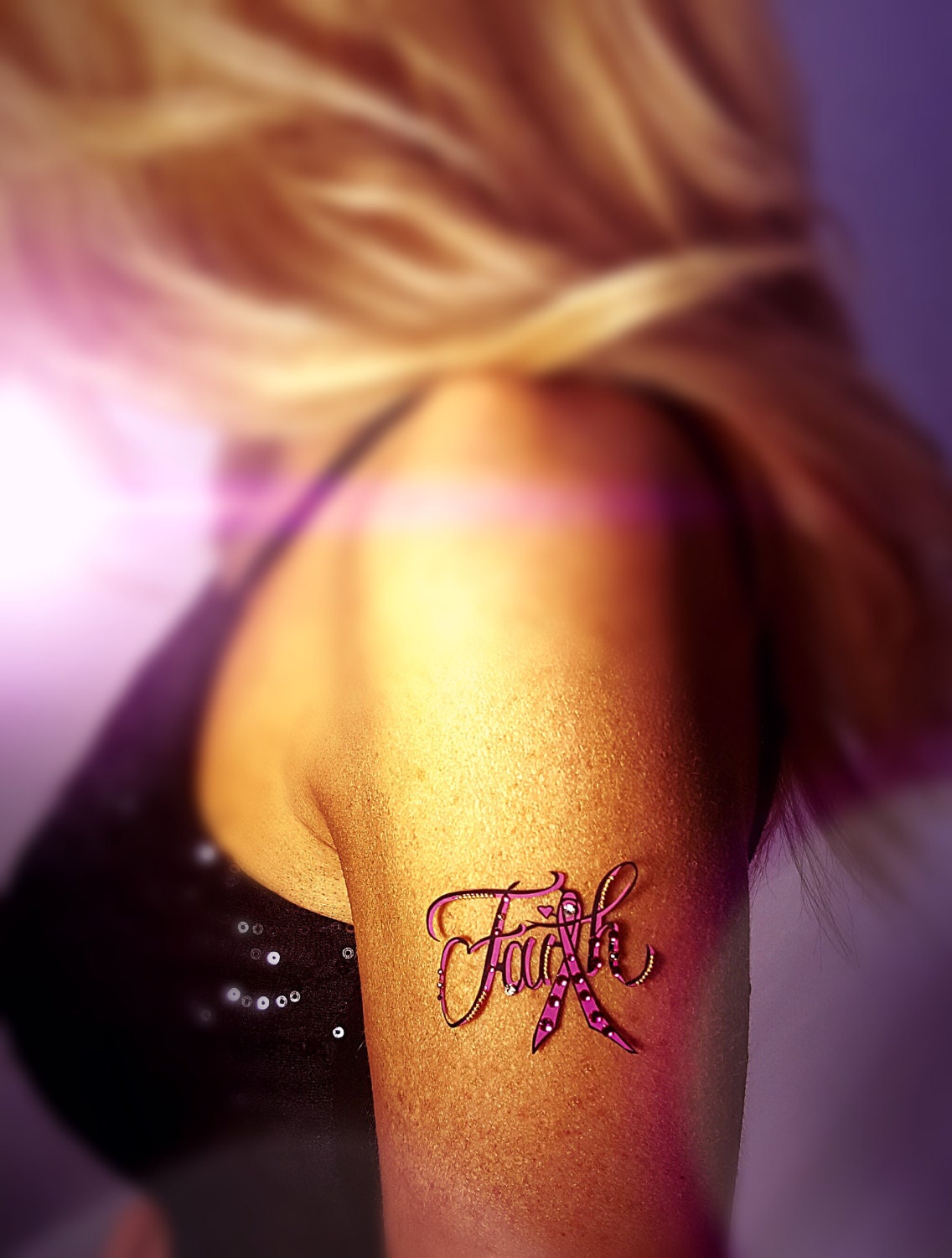Tatouage Avec Ruban Rose Cancer Tatouage ruban rose - Etsy France