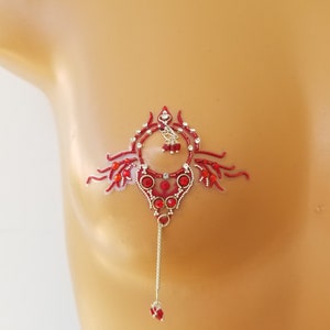Nipple Chains,Nipple Piercing,Erotic Lingerie,Nipple Jewelry,Gold Bra Chain,Body Jewelry,Plus Size,BDSM,Exotic Dancewear,Pasties NPJ-31