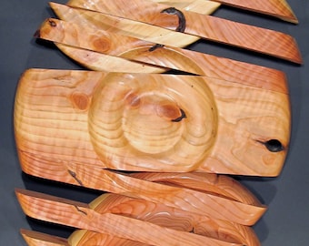 Sculpture turned wood, "Sun, Earth and Moon, wall hanging