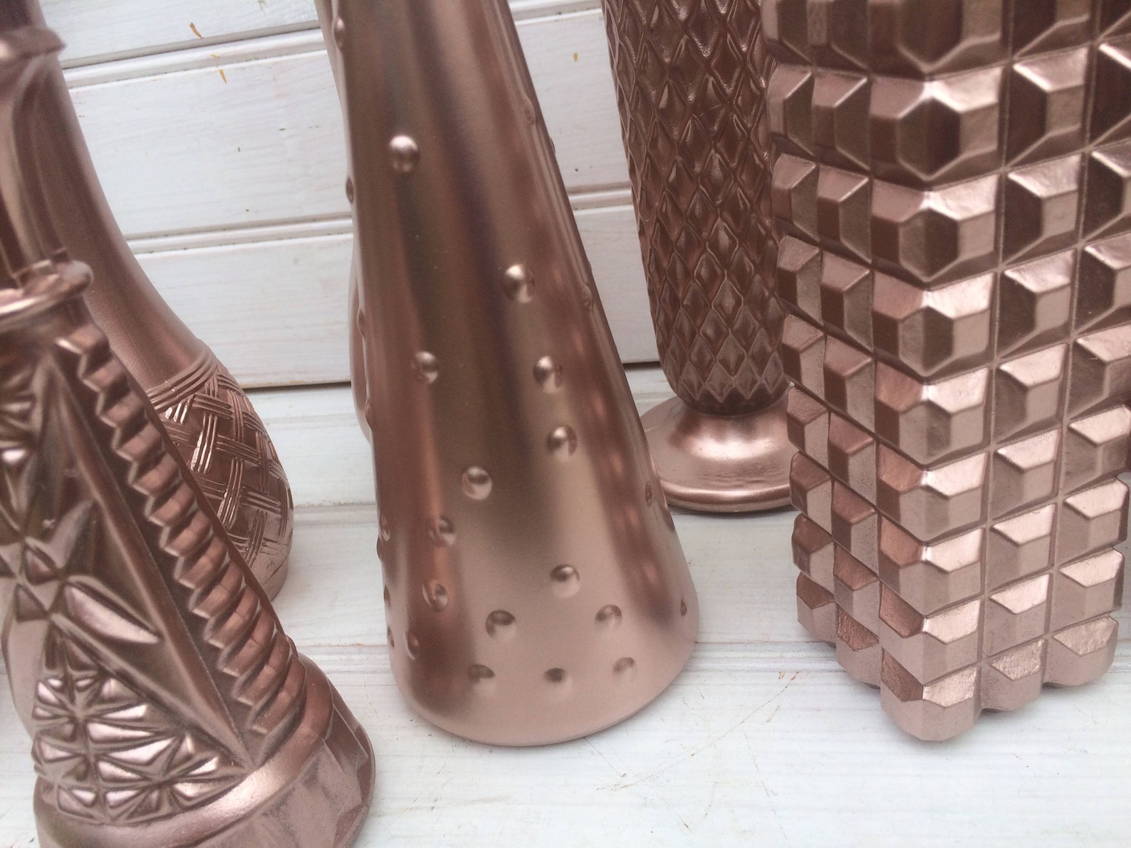 Rose Gold Vases Painted Wedding Vase Home Decor Table Etsy