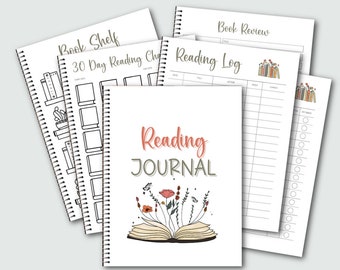 Reading Journal, Reading Log, Printable Reading Journal, Library Book Tracker, Book Review, Reading Challenge, Homeschool Reading Journal