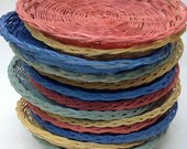 Reserved Listing:  32 Wicker Paper Plate Holders Picnic Colorful Painted Upcycled Coral Yellow Mint Blue / Summer Outdoor Dining