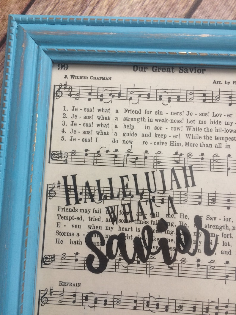 Church Music Framed Hymn Page Hallelujah What A Savior 084.1 Home Decor Our Great Savior