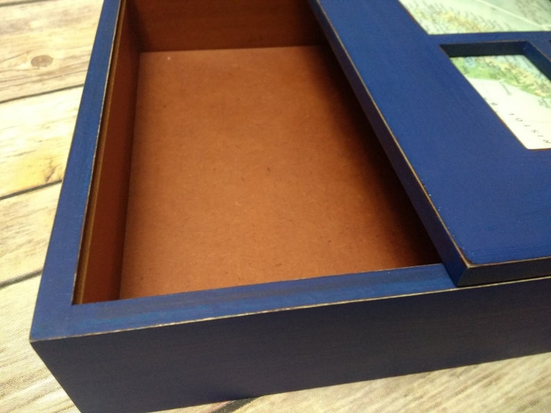 Jewelry Box Navy Blue Jewelry Box / Map Photo Box / Jewelry Etsy