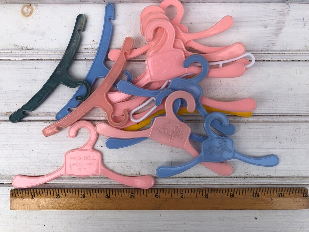 Doll Hangers, Doll Clothes Hangers, Vintage, Midcentury Toy, Pink Hangers, 16 Hangers Etsy