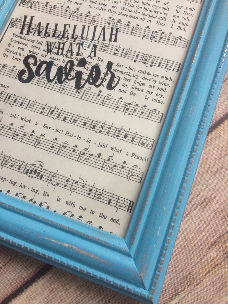 Church Music Framed Hymn Page Hallelujah What A Savior 084.1 Home Decor Our Great Savior