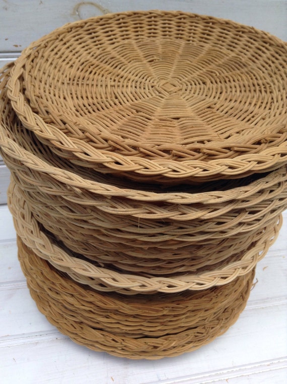 Wicker Plate Holders Woven Wicker Paper Plate Holders Etsy