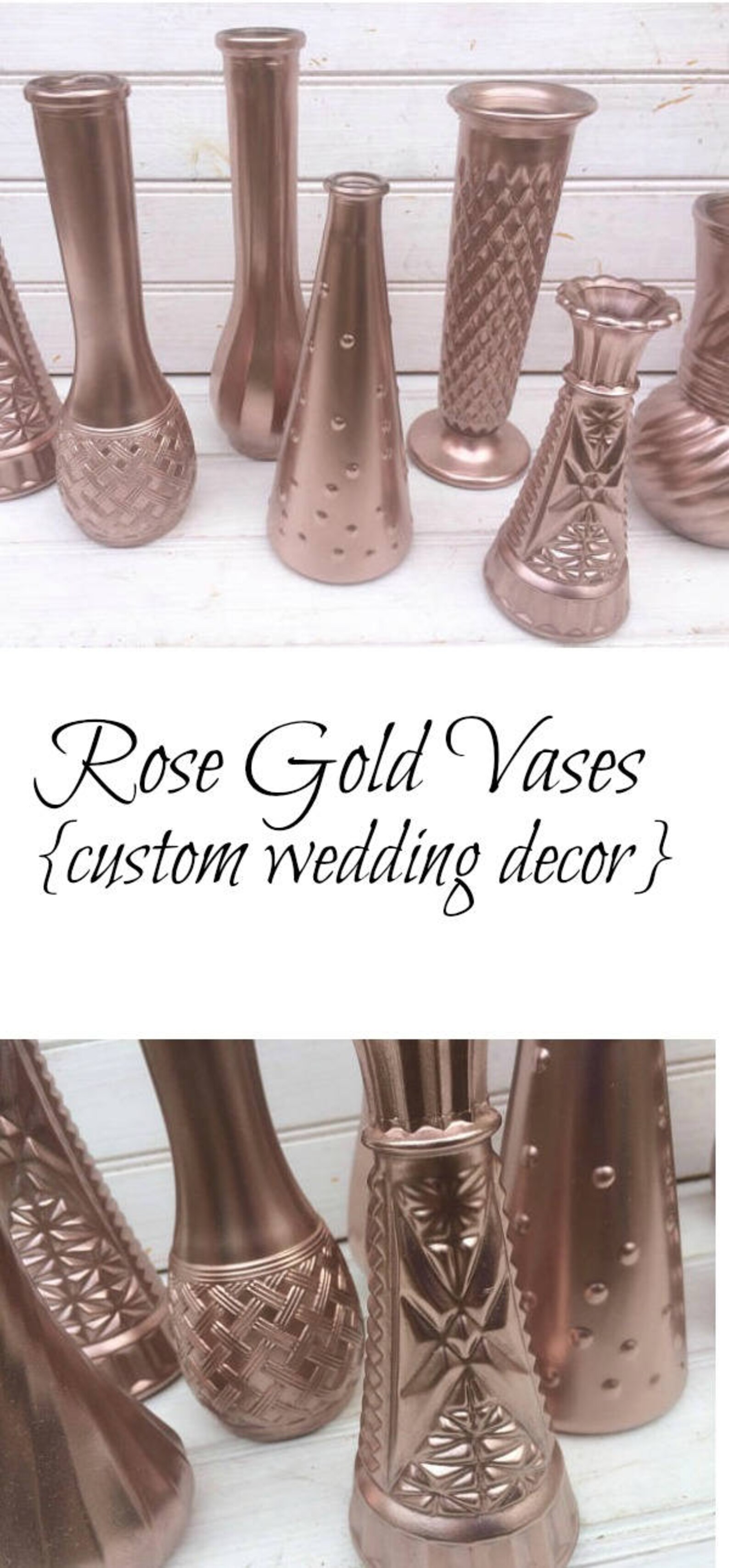 Rose Gold Vases Painted Wedding Vase Home Decor Table Etsy