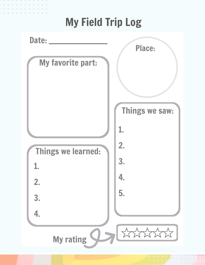 Homeschool Field Trip Log Printable image 1