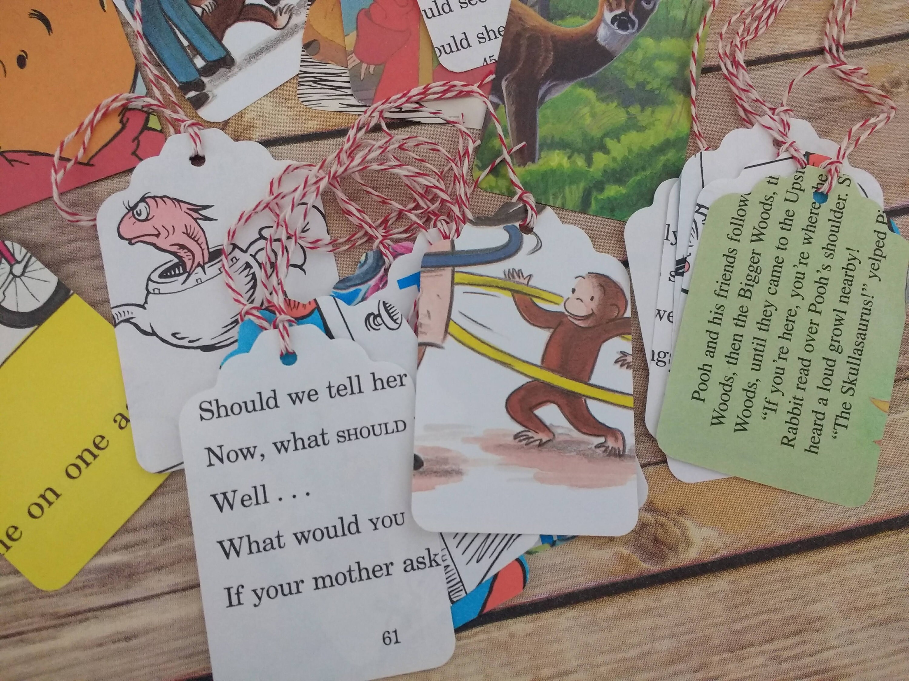 Children's Book Tags Book Page Gift Tags Upcycled Book Etsy